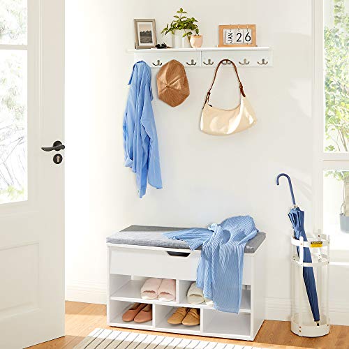 Wall-Mounted Coat Rack with Shelf, 4 Dual Metal Hooks - view 4
