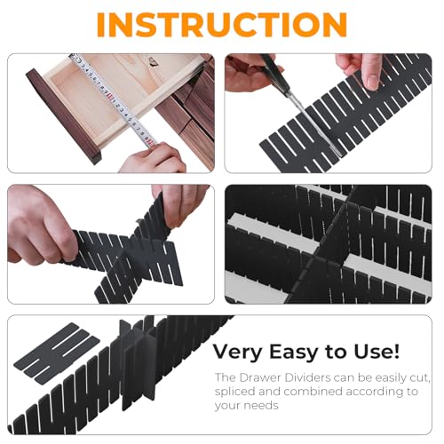 Adjustable Drawer Dividers, Cut to Fit Plastic Organizer Strips, 8-Pack - view 3