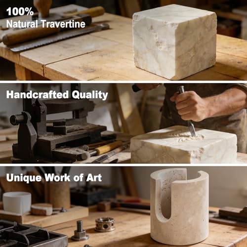 Natural Travertine Sponge Holder for Kitchen Sink w A Plant-Based Sponge - view 6