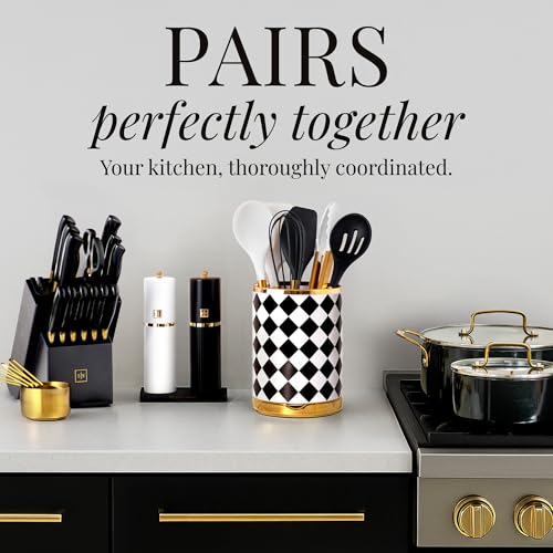 Black & White Checkered Utensil Holder Set - view 6