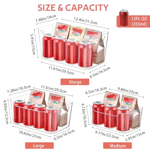 Clear Plastic Storage Bins - 12 Pack Pantry Organizers and Storage,Large Clear Pantry Organizer Bins, Plastic Containers with Handle for Kitchen, Cabinet, Bathroom, Classroom Organization - view 2