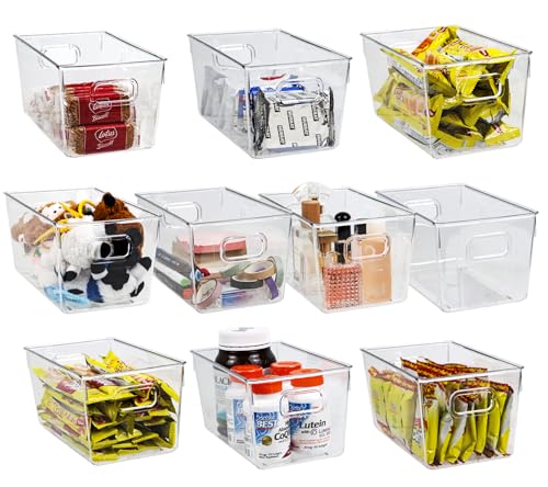 10 PACK Clear Storage Bins Clear Storage Containers for Kitchen Pantry Organization, Organizing Bins with Built in Handles, Cabinet Organizers - view 3
