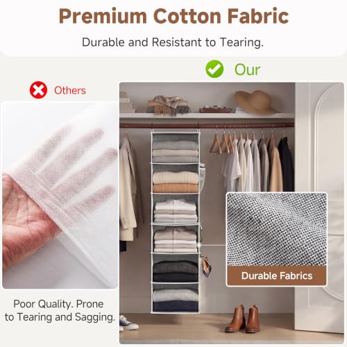 Hanging Closet Organizer, 6-Shelf with 2-in-1 Design, Gray - view 6