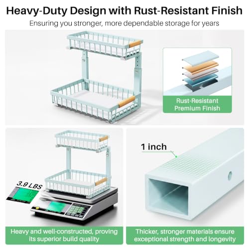 Under Sink Organizer, Thickened L-Shaped 2 Tier Pull Out Cabinet Storage - view 7