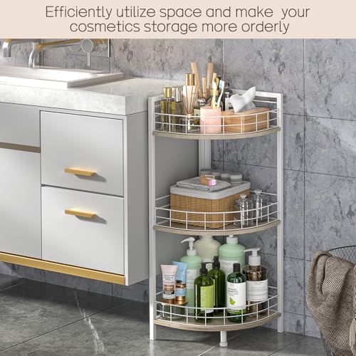 Bathroom Standing Shelf, 3 Tier Free-Standing Shelf Units, Open Floor Shelves, Triangular Curved Corner Shelf Stand for Small Space, Ideal for Bathroom,Kitchen,Vanity Storage and Organizer - view 6