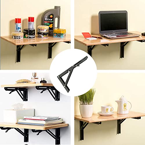 Folding Shelf Brackets, 16 Inch 2 Pcs Heavy Duty Shelf Brackets, Collapsible Brackets for Foldable Shelf, Bench Table, Wall Mounted Folding Table Brackets Space-Saving - view 5