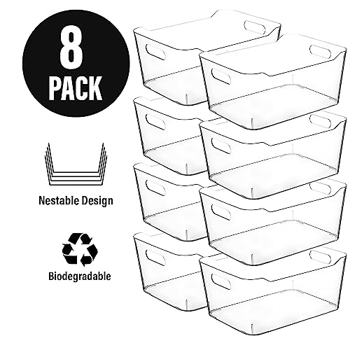 Clear storage organizer bins, Medium Kitchen Cabinet Organizers and Storage Baskets Pantry Fridge Containers for Organizing Cabinet Organization Perfect for Foods Snacks Chips Vitamin spices - view 5
