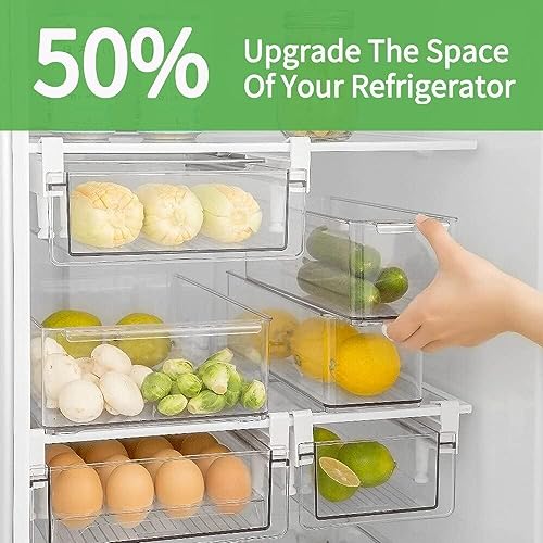 Refrigerator Organizer Drawer,Plastic Fridge Drawer With Handle Pull Out Fridge Bins Organizer, Extra-Long Stretch 19.5",Cheese, Deli Meat, Drinks, Fruit, Vegetable - view 2