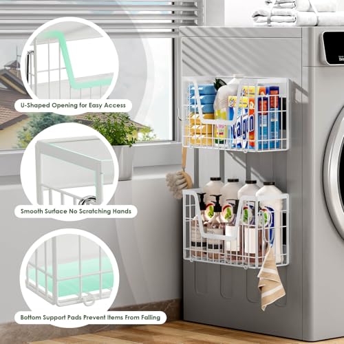 2 Set Magnetic Fridge Shelf, White Magnetic Fruit Basket for Fridge - view 4