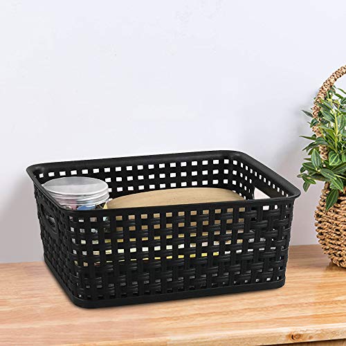 Set of 6 Plastic Storage Bins and Small Baskets, Black - view 5