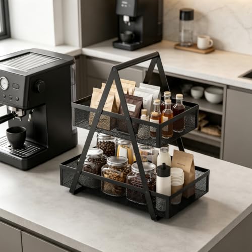 Snack Organizer for Countertop - 2 Tier Metal Snack Basket - view 5