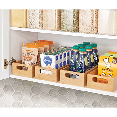 Bamboo Kitchen Storage Container Bin - Drawer Organizer Crate Box with Handles for Pantry Cabinet, Shelves, or Countertop, Holds Snacks, Spices, or Drinks, Echo Collection, Natural/Tan - view 3