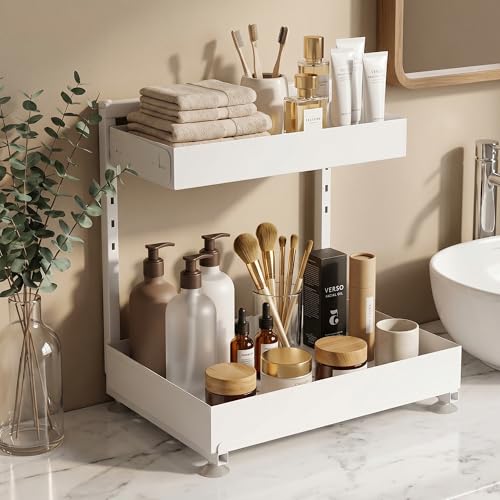 Under Sink Organizer 2 Pack, 2-Tier Metal Slide-Out, Height Adjustable - view 5