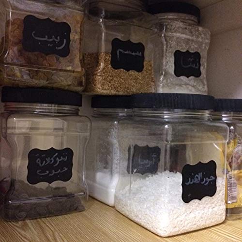 Square Plastic Jars with Lids - Clear Empty Storage Containers for Food Storage, Plastic Food Jars with Easy Grip Handles for Dry Goods Cookies Rice and More (6 Pack 60 Oz) - view 5