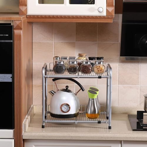 2 Tier Under Sink Organizers and Storage Rack Expandable Cabinet Shelf for Kitchen Bathroom Silver (17-25 inches) - view 6