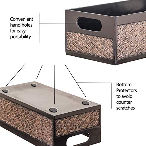 Dublin Brown Toilet Paper Storage Holder Basket for Decor - Decorative Bathroom Organizer and Storage for Countertop - Toilet Tank Topper Box - Modern Brown Bathroom Counter Decor - view 4