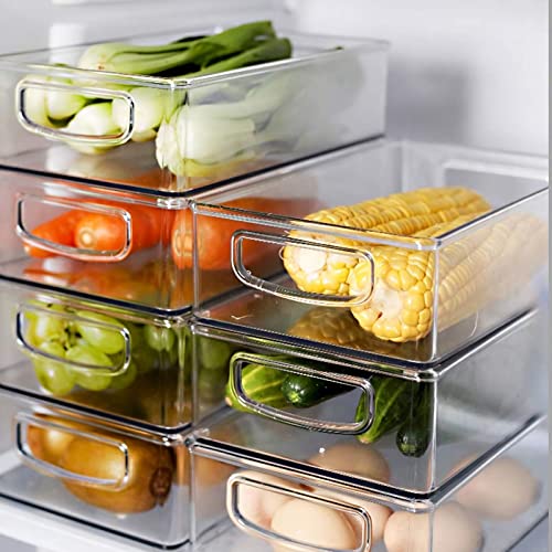 6 Pack Plastic Storage Bins for Pantry, Refrigerator, Countertop, Cabinet Organization, Stackable Food Storage Organizer with Handles, BPA Free, 10 x 6 x 3 Inch - view 5