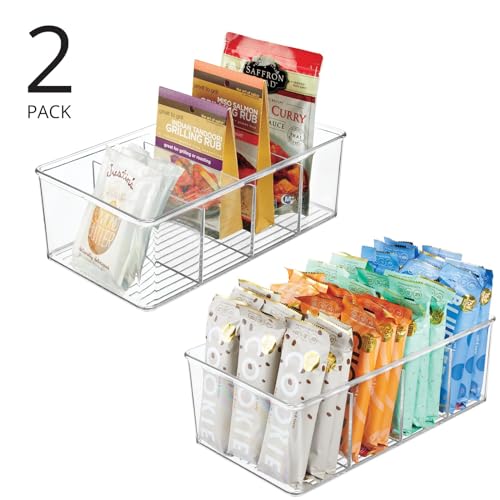Plastic Divided Bin Storage Containers - Perfect for Fridge, Cabinet, Pantry, and Home Organization - Clear - Refrigerator Organizers - Ligne Collection - 2 Pack, Clear - view 2