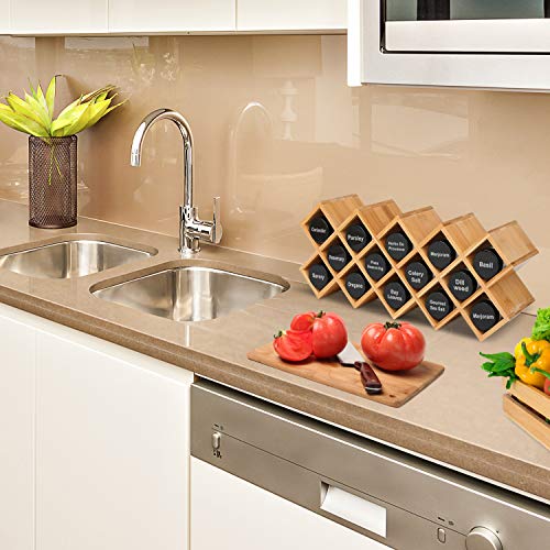 Bamboo Spice Rack Organizer 4-Tier Countertop Organiser, Criss-Cross Kitchen cabinet Free-Standing Countertop Storage shelf Fit for Spice Jar, Can, Bottle (Jars Not Include) - view 6