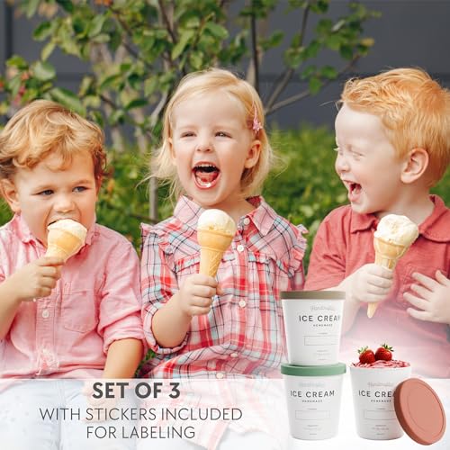 Set of 3 Reusable Ice Cream Containers 1 Quarts ea. with Lids - view 3