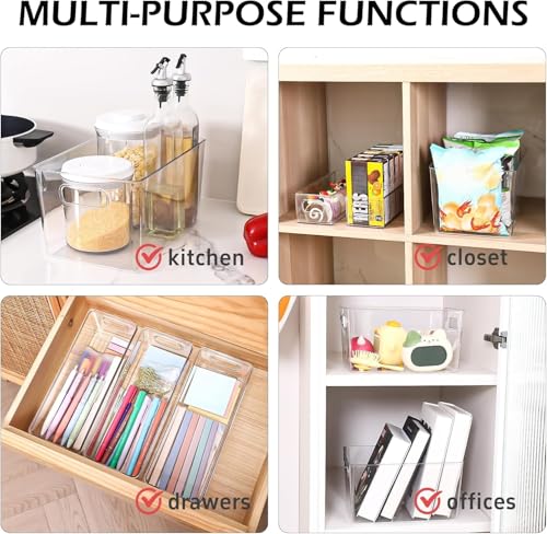 Clear Plastic Storage Bins 8 Pack - Pantry Organizers and Storage, Fridge Organizer Containers for Kitchen, Cabinet, Freezer, Bathroom, Clost, Home Organization - view 3