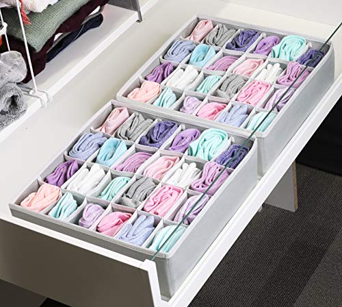 2 Pack Closet Sock Organizer, 24 Cell, Gray - view 4
