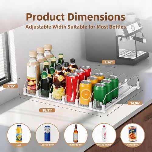 6 Row Automatic Soda Can Organizer for Refrigerator, Depth 15" - view 2