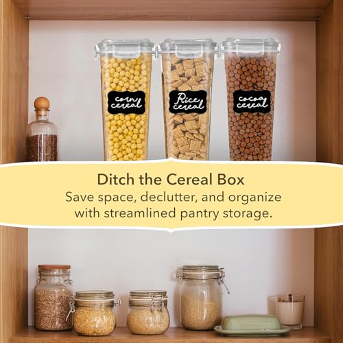 Airtight Cereal Containers with Lids – 3 Piece Tall Kitchen Pantry Organization Set, BPA-Free Clear Plastic, Pour Spout Lids for Breakfast Cereal, Rice, Flour, Sugar, Snacks - view 4