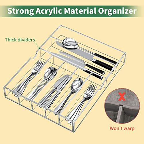 Acrylic Utensil Silverware Tray for Drawer, Clear Cutlery Organizer - view 2