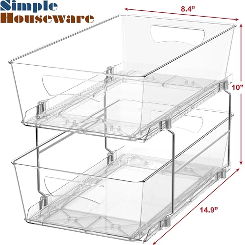 2 Tier Basket Drawer Cabinet Pull-Out Organizer, Clear - view 3