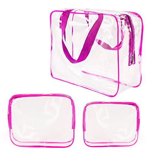 3Pcs Crystal Clear PVC Travel Toiletry Bag Kit for Women Men, Cosmetic Bags