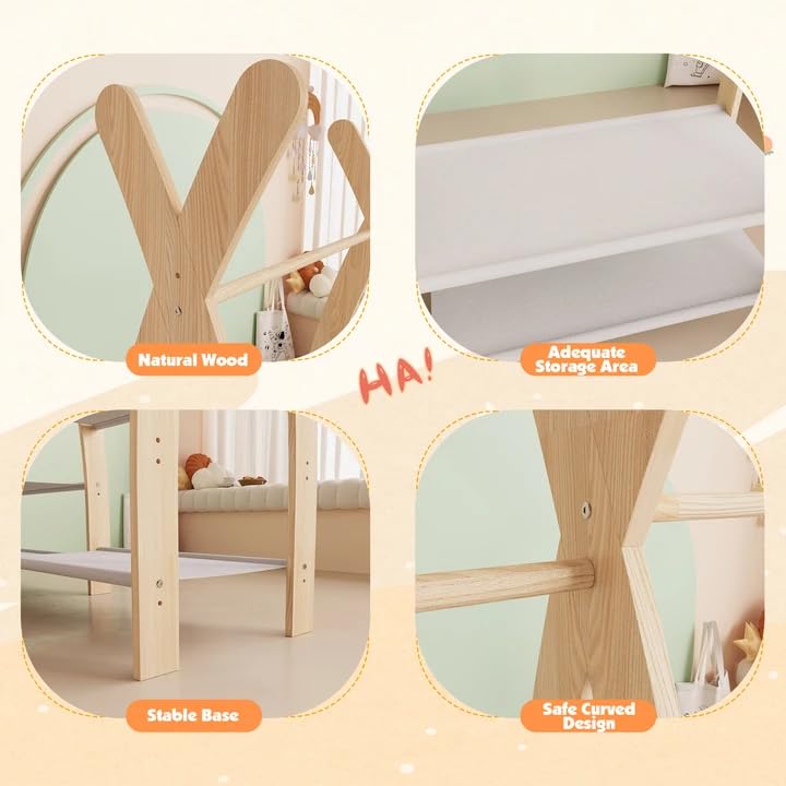 Small Kid Clothing Rack Wood Montessori Garment Rack for Toddler Baby Wardrobe Closet Compact Dress Up Storage Organizer Hanging Rod with Basket for Costume Princess Skirt Coat Bedroom Nursery - view 4