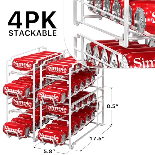 4-Pack Soda Can Stackable Rack Dispenser Organizer, White - view 2