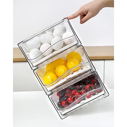 Fridge Organizer, Stackable Refrigerator Organizer Bins, Reusable Food Storage Containers, Fridge Drawer Organizer in Home Kitchen, Barbecue Shop, Restaurant, BPA-Free (2 Drawers, Large) - view 5