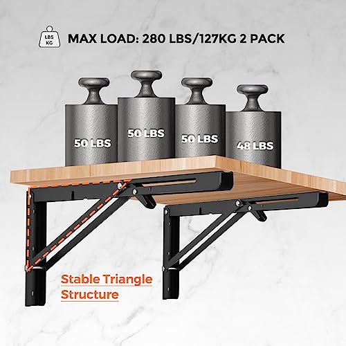 Matte Black Folding Shelf Brackets, 16 Inch, 2 Pack - view 4