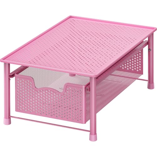 Stackable Cabinet Basket Drawer Organizer, Pink
