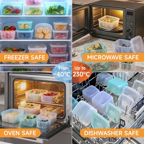 Set of 2 Reusable Silicone Containers Clear, Nesting Leak-free Silicone Food Storage Boxes, BPA Free, Airtight, Dishwasher and Freezer Safe - view 4