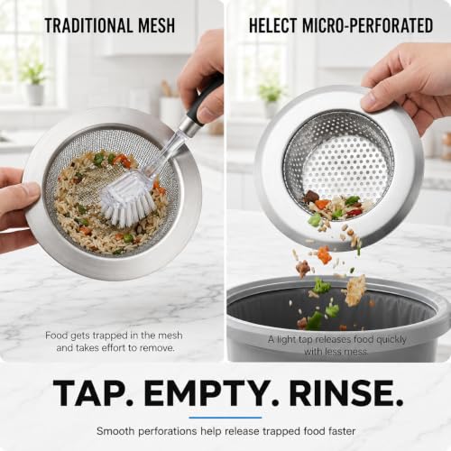 3-Pack Kitchen Sink Strainer - Stainless Steel Drain Filter with Large 4.5" Wide Rim, Anti-Clog Perforated Basket for Standard Sinks - view 4