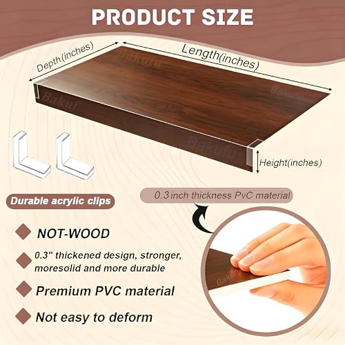 5 Pack Wire Shelf Covers,17x16x2.5 in Wire Rack Covers for Pantry Durable PVC Shelf Liners-0.31 inch Thick, Moisture-Resistant Shelves Cover for Store Pantry Kitchen Removable Closet,#03 Walnut - view 3