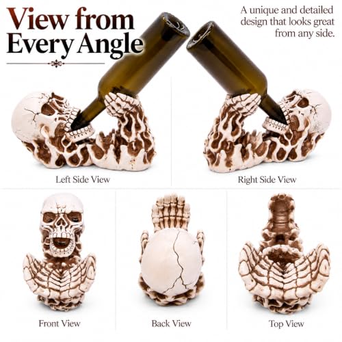 Gothic Skeleton Wine Bottle Holder – Skull Wine Rack with Skeleton Hands, Creepy Halloween Bar Decor, Gothic Kitchen Countertop Display, Unique Gift for Wine Lovers, 10 Inch - view 5
