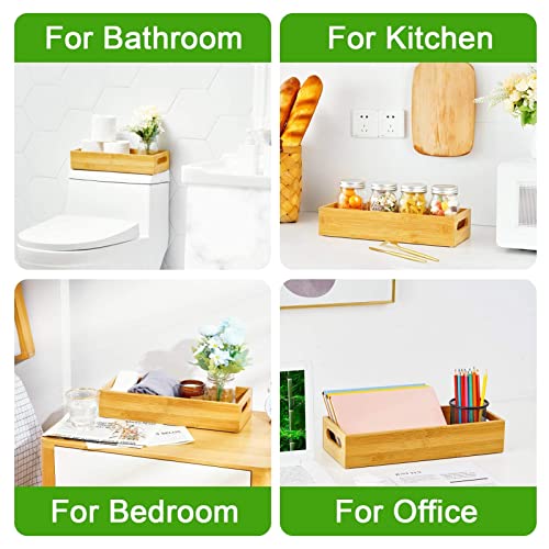Toilet Tray for Bathroom, Bamboo Toilets Paper Storage with Handles, Toilet Paper Tray Holder Organizer Basket for Top Tank/Kitchen Counter Natural,14.9x5.9 Inch - view 4