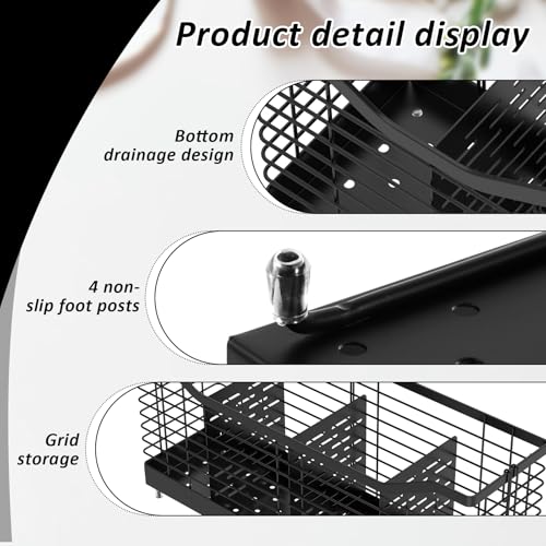 Metal Extra Large Utensil Holder for Kitchen Counter, 4-Compartment Utensil Drying Rack Cooking Utensil Holder Organizer Cutlery Spatula Fork Drainage Storage for Countertop Sink,15.8" x 4.4" x 7.4" - view 6