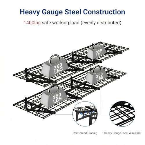 2-Pack 2x6ft Garage Shelving 24-inch-by-72-inch Heavy Duty Wall Mounted Shelves Garage Storage Rack Floating Shelves, 1400lbs Load Capacity, Black, Classic Series - view 3