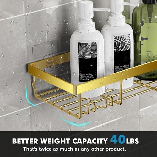 Adhesive Shower Caddy Organizer Shelves Rack - 5 Pack Corner Bathroom Storage Organization, Home & Kitchen Decor Inside RV Accessories, Hanging First Apartment Household Camper Essentials - view 2