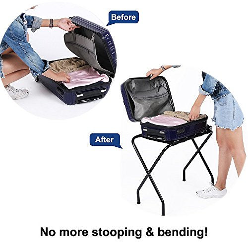 Portable Folding Travel Luggage Rack Collapsible Metal Suitcase Stand Rack Compact Closet Luggage Baggage Shelf Organizer for Guest Room Home Hotel - view 3