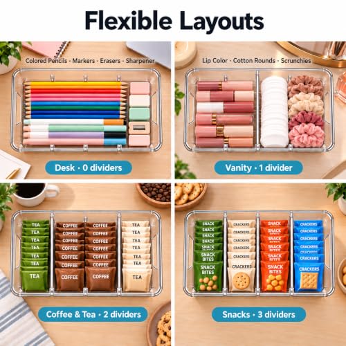 2-Pack Fridge Organizers and Storage, Snack Bins with Removable Dividers - view 5