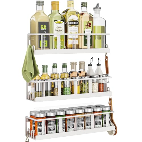 Spice Rack Wall Mounted 3 Pack,RV Spice Rack,White