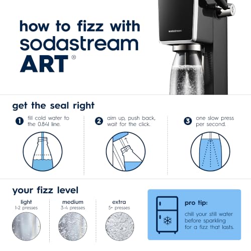 ART Sparkling Water Maker, Value Bundle, Soda Maker, Includes 2 Quick Connect 60L CO2 Cylinders, 2 Dishwasher Safe BPA Free Bottles, 2 bubly Flavor Drops, Make your own Pepsi, Black - view 4