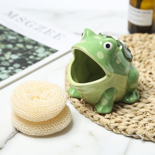 Ceramic Kitchen Scrubby Sponge Holder, Art Frog Collection, Adorable Home & Kitchen Decor - view 2
