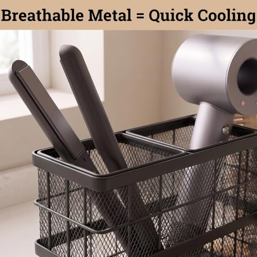 Hair Tool Organizer Countertop, Breathable Metal & Bamboo, Heat-Resistant - view 4